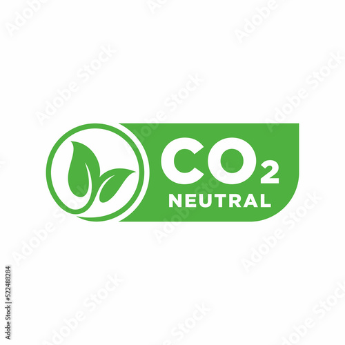 CO2 neutral green rough textured stamp - carbon emissions free (no air atmosphere pollution) industrial production eco-friendly isolated sign