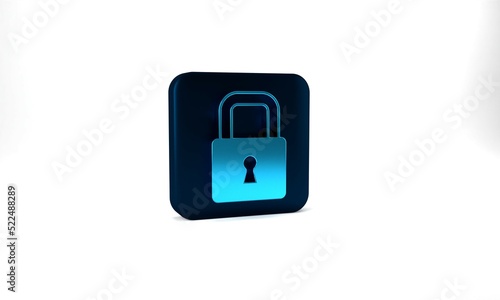 Free Download Blue Lock icon isolated on grey background. Padlock sign. Security, safety, protection, privacy concept. Blue square button. 3d illustration 3D render - GFXLoad