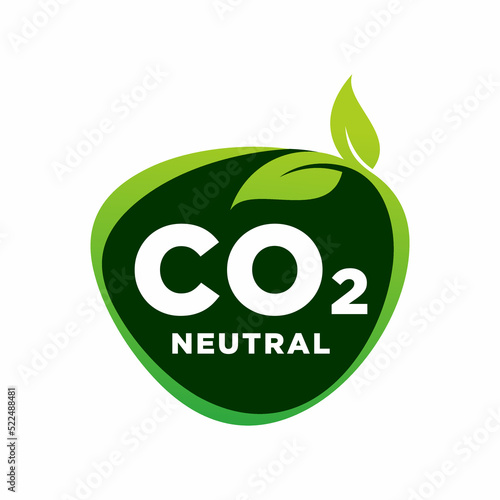 CO2 neutral green rough textured stamp - carbon emissions free (no air atmosphere pollution) industrial production eco-friendly isolated sign