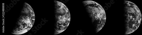 Tableau sur toile Earth's Seasons, Equinoxes and Solstices from Space, Black and White World Satellite Image