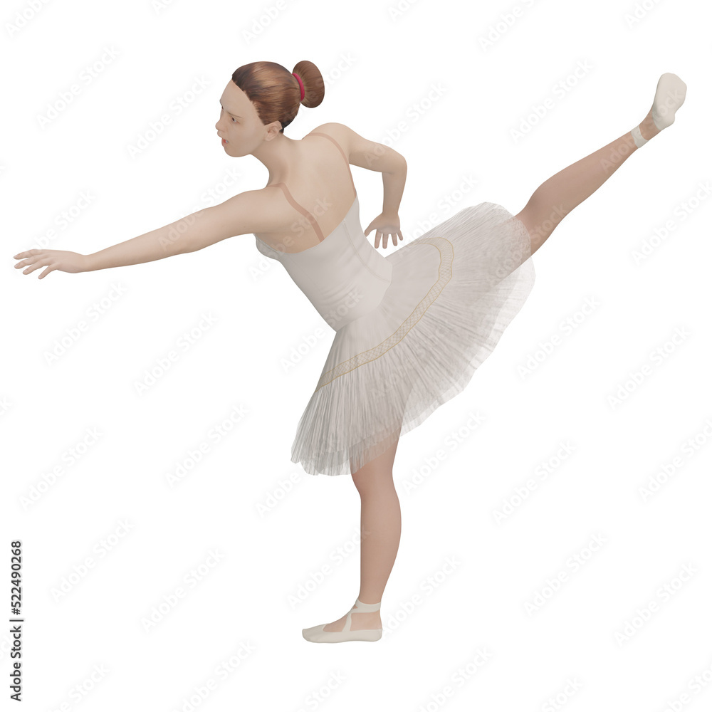 Fototapeta premium Female ballerina in cream color 3D illustration