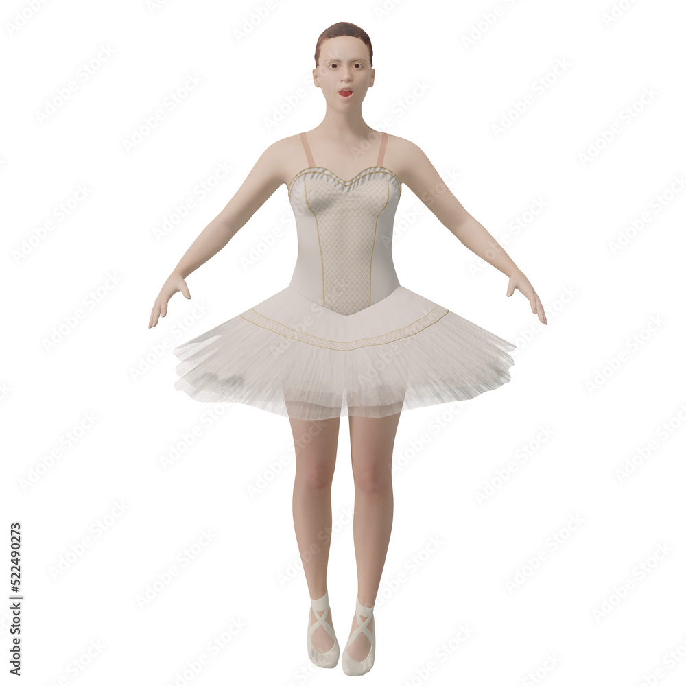 Naklejka premium Female ballerina in cream color 3D illustration