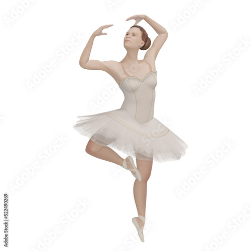 Female ballerina in cream color 3D illustration