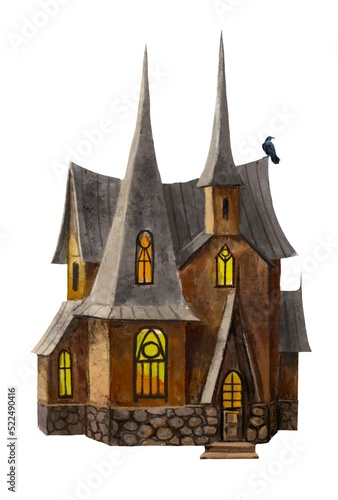 halloween house with pumpkin