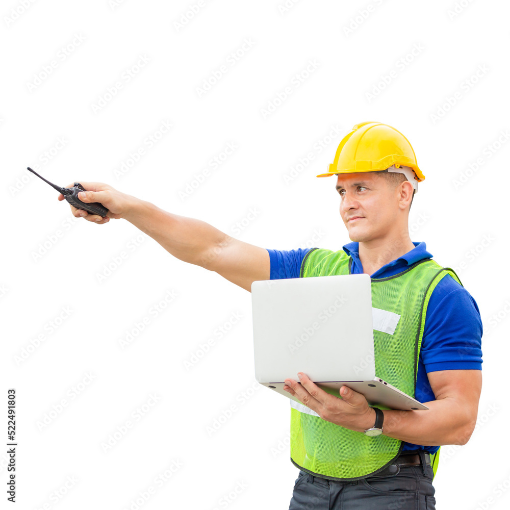 Portrait of worker man in a uniform, foreman in hardhat, job and occupation concepts Portrait of worker man in a uniform, foreman in hardhat, job and occupation concepts