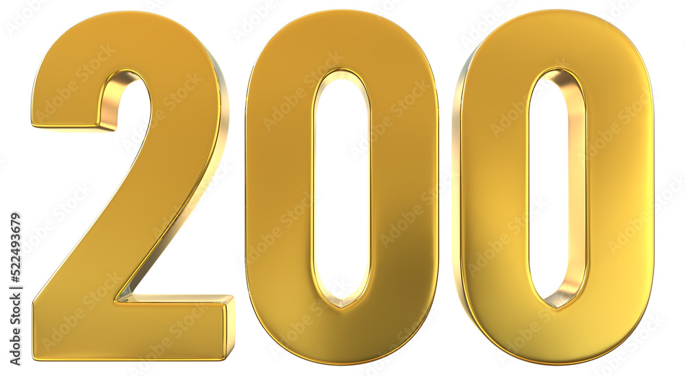 3d Golden Number 200 Stock Illustration Adobe Stock