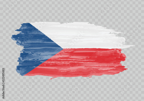 Watercolor painting flag of Czech Republic