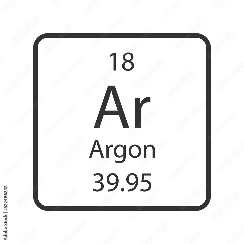 Argon symbol. Chemical element of the periodic table. Vector illustration. Argon symbol. Chemical element of the periodic table. Vector illustration.
