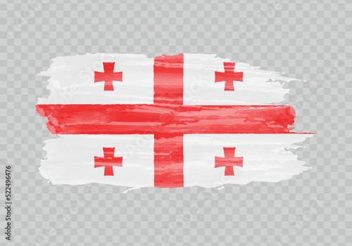 Watercolor painting flag of Georgia