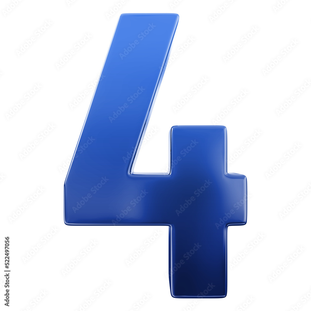 Fototapeta premium 3d blue number 4