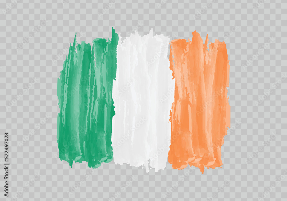 Watercolor painting flag of Ireland