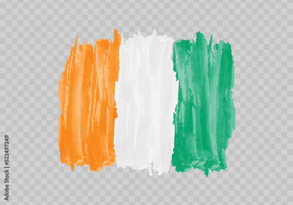 Watercolor painting flag of Ivory Coast