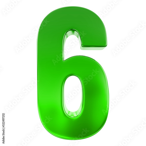 3d green number 6