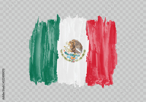 Watercolor painting flag of Mexico