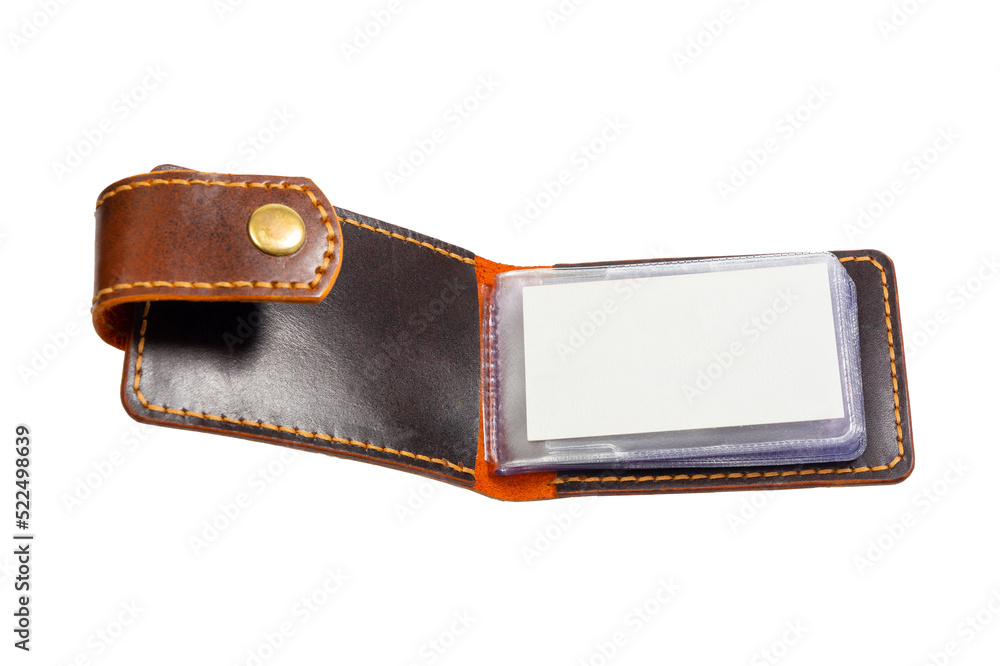 Open luxury craft business card holder case made of leather. Open luxury craft business card holder case made of leather.