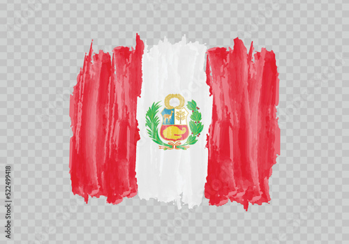 Watercolor painting flag of Peru