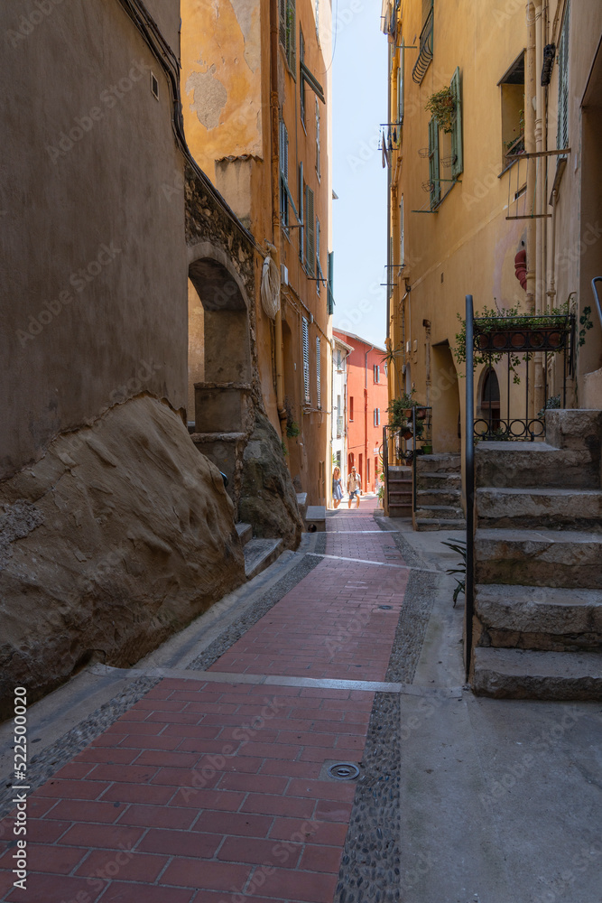Alley in Menton, a beautiful city in the south of France