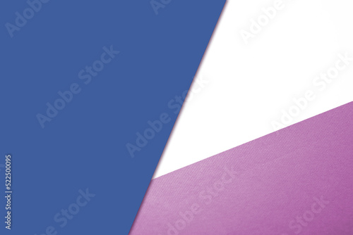 Plain vs textured bright fresh shades of pink blue purple and white color papers intersecting to form a triangle shape for cover design