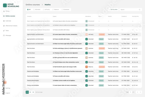 Home schooling Application UI Design Template
