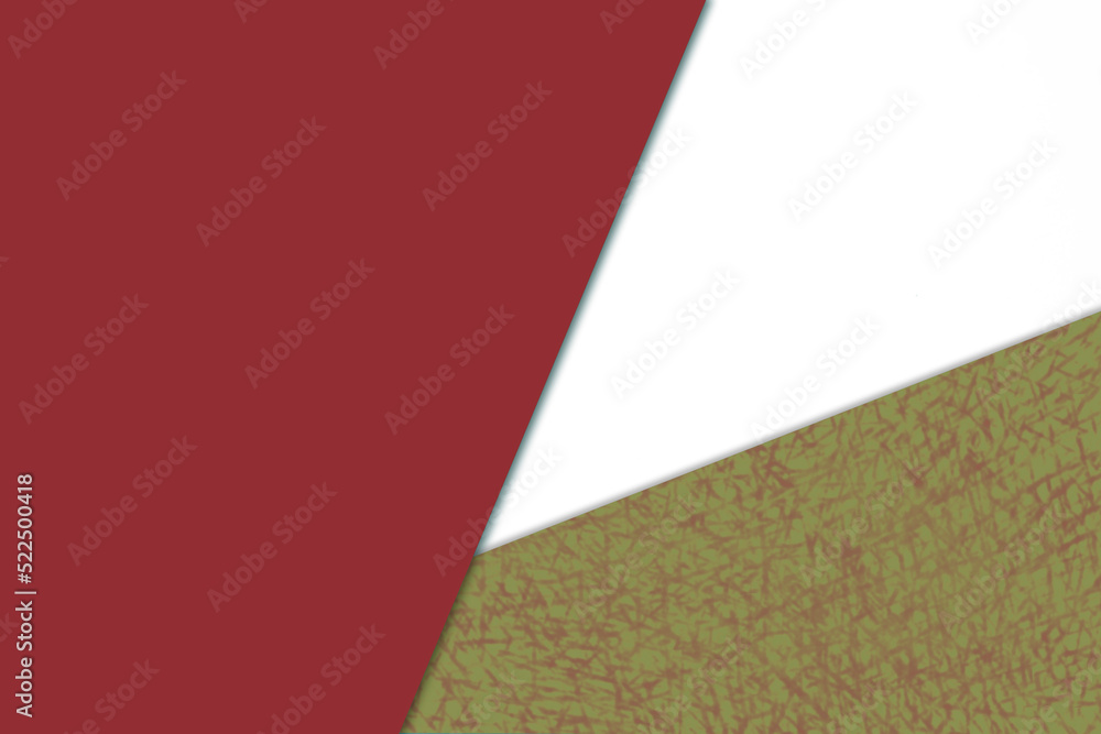 Plain vs textured dark deep shades of red maroon green and white color papers intersecting to form aa triangle shape for cover design Plain vs textured dark deep shades of red maroon green and white color papers intersecting to form aa triangle shape for cover design