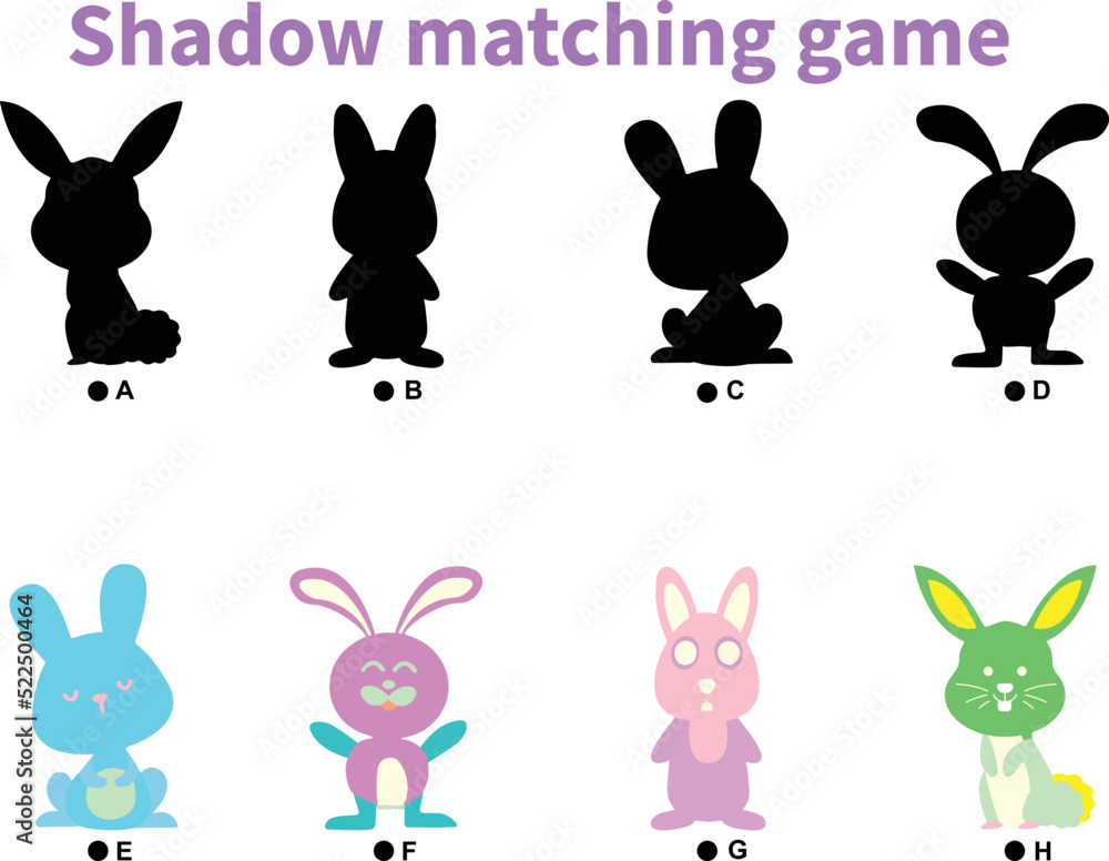 Easter shadow matching game activity. Holiday celebration educational ...