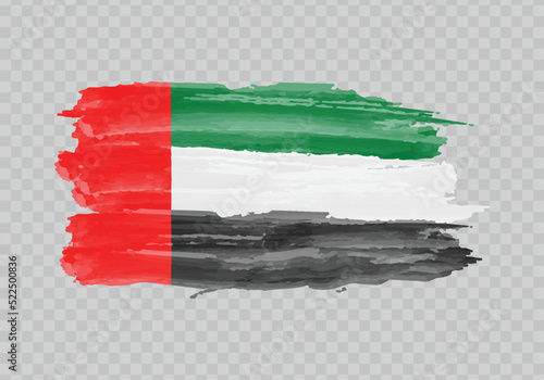 Watercolor painting flag of United Arab Emirates