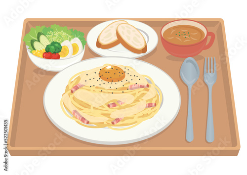 食事_パスタ_カルボナーラ_セット