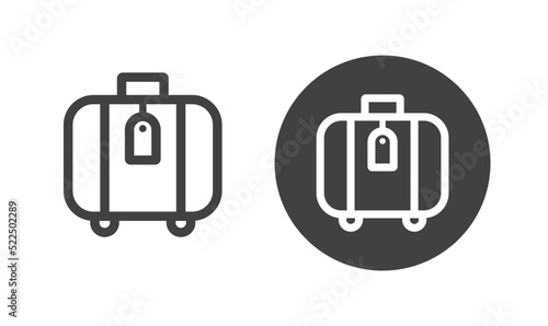 Suitcase with wheels icon. Travel baggage sign.