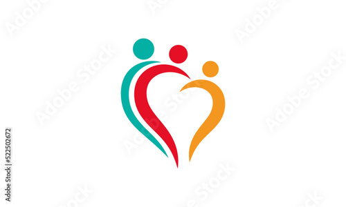 love logo in the family, charity icon, human logo with love