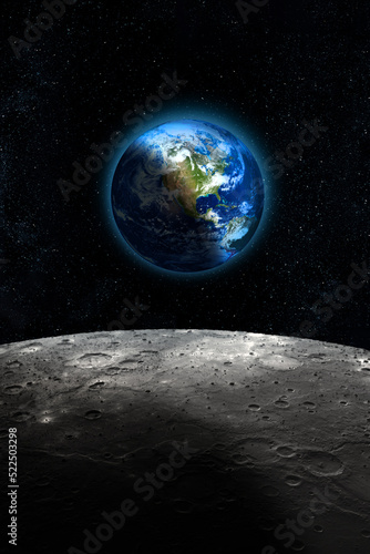 Fototapeta Naklejka Na Ścianę i Meble -  Planet Earth seen from the Moon
