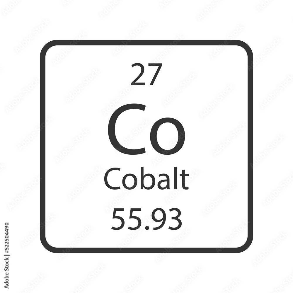 Cobalt symbol. Chemical element of the periodic table. Vector illustration.