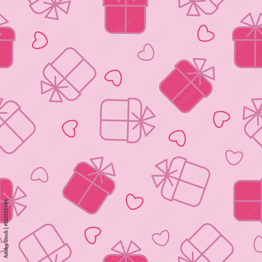 vector pink gift box seamless pattern