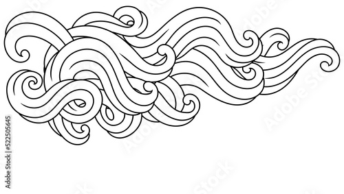 Background with wave line curls. Monochrome stripes black and white texture.