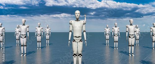 Cuadro en lienzo curious robot with individual thinking