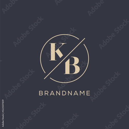 Initial letter KB logo with simple circle line, Elegant look monogram logo style photo