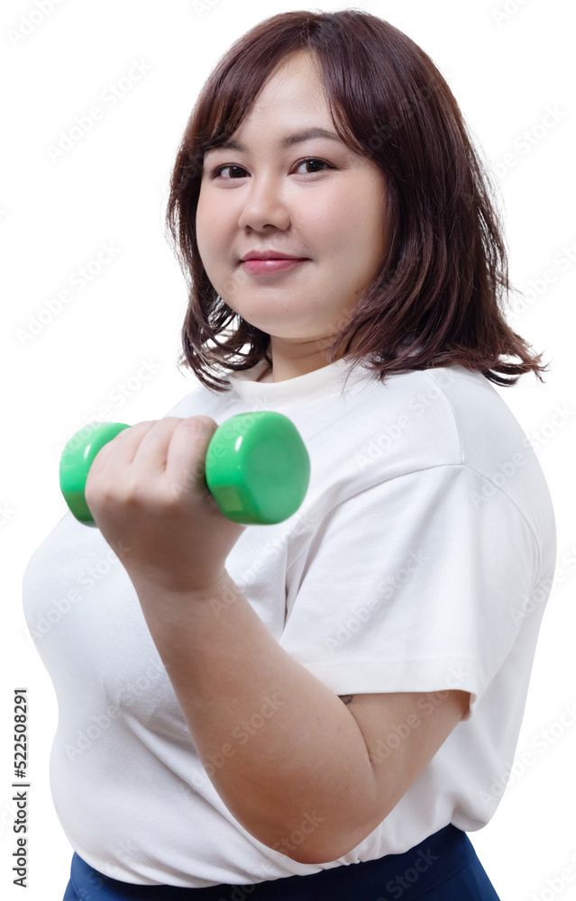 Plump Body Woman Hole Dumbbell with Weight Lifting Pose on Transparent Background Plump Body Woman Hole Dumbbell with Weight Lifting Pose on Transparent Background