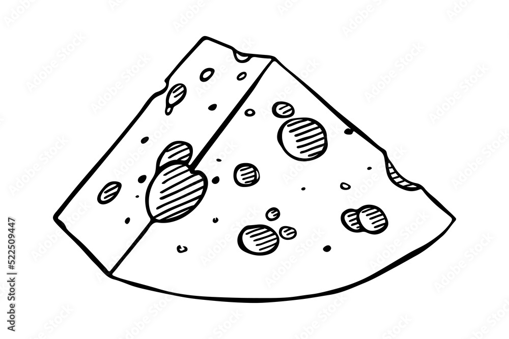 Hand drawn cheese parts and slices isolated on a white background. Cheese icon. Vector cheese clipart Hand drawn cheese parts and slices isolated on a white background. Cheese icon. Vector cheese clipart