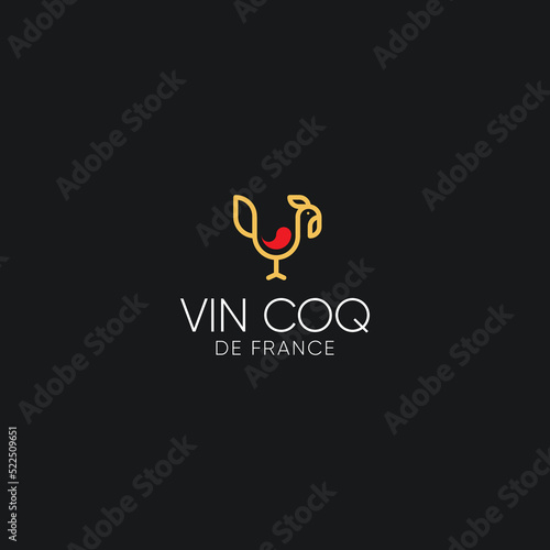 Roaster, wine and France for restaurant or tap bar logo design