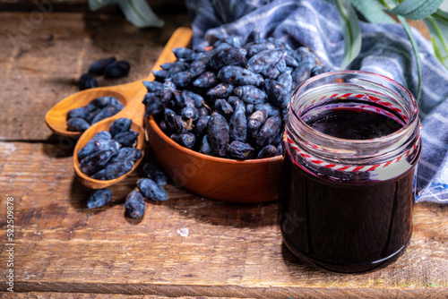 Homemade haskap berry jam photo