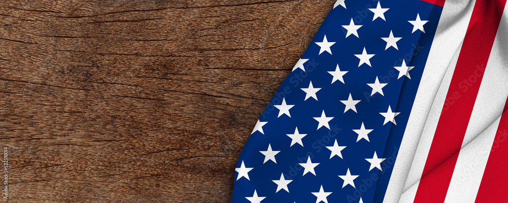 Obraz premium American flag wave on wood background