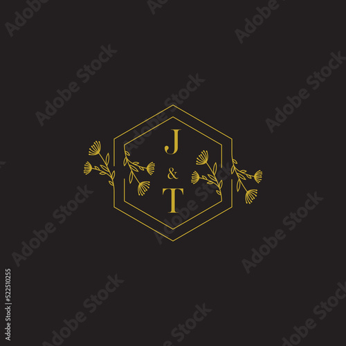 JT beauty hexagon wedding initial logo which is good for digital branding or print