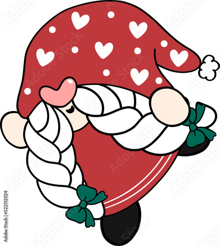 cute gnome santa chirstmas doodle outline 