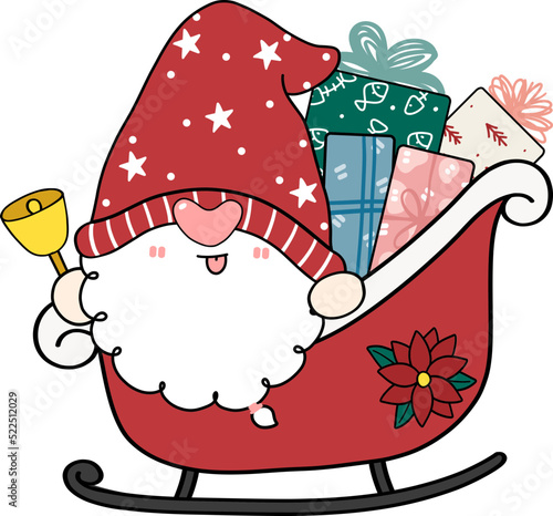 cute gnome santa chirstmas doodle outline 