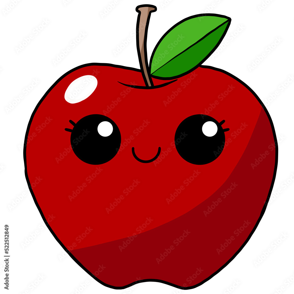cute and smile cartoon fruit colorful character red apple cute and smile cartoon fruit colorful character red apple