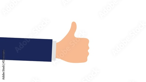 Hand gesture animation. Thumbs up. Cartoon video animation. Motion graphics