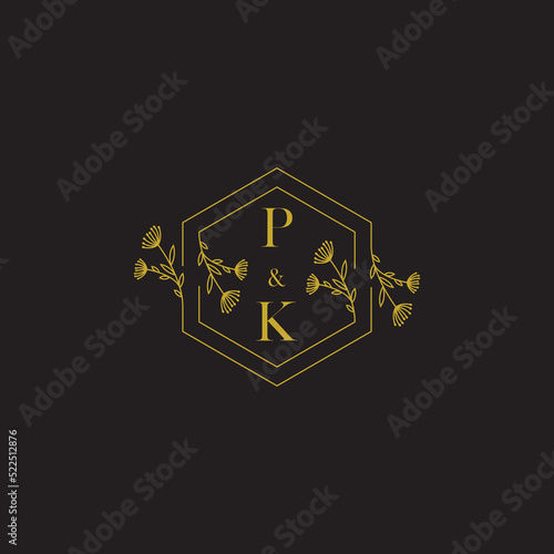 PK beauty hexagon wedding initial logo which is good for digital branding or print