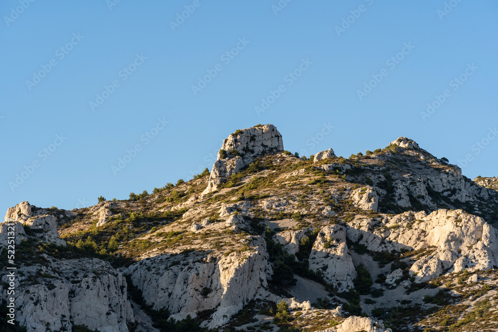 Top of mountain at the western coast of Marseille in France