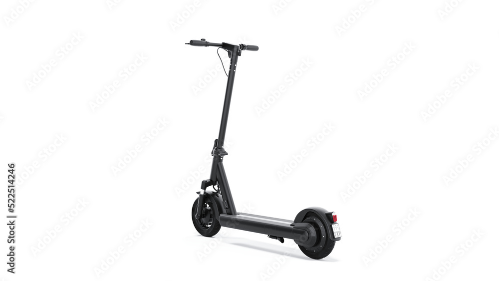 Electric scooter on white background minimalist design, dark color 3d render Electric scooter on white background minimalist design, dark color 3d render