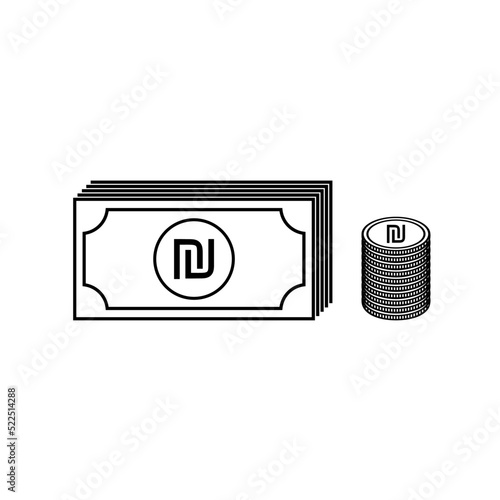 Stack of Shekel, ILS, Israel Currency Icon Symbol. Vector Illustration