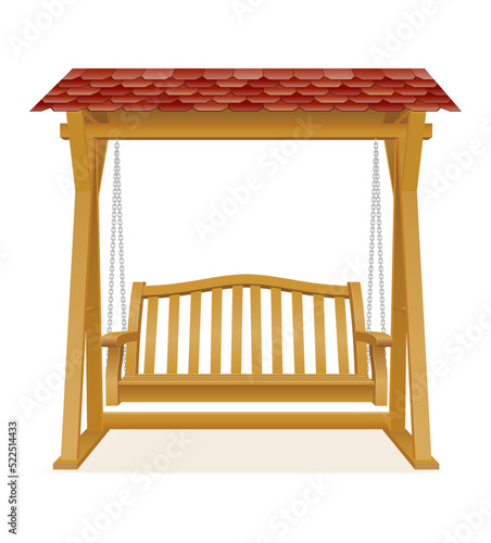 garden wooden swing vector illustration